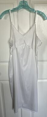 VTG Sears Antron III Nylon Full Slip Dress White Lace Trim 17” Bust M